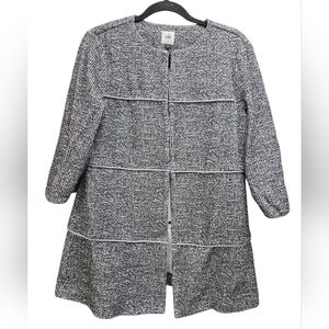 Cabi Textured Hook Front Cardigan Jacket Small Black White 3/4 Sleeve Office